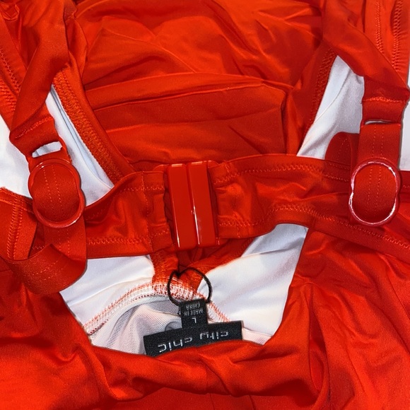 NWT City Chic LINOSA 1 PC Ruched Swim Suit - Grenadine - Picture 7 of 9